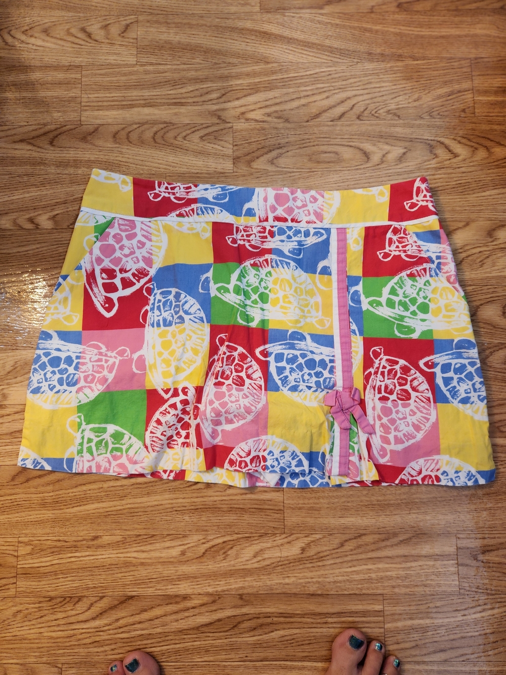 Lilly Pulitzer Red Pink Multicolor Turtle Printed Skort